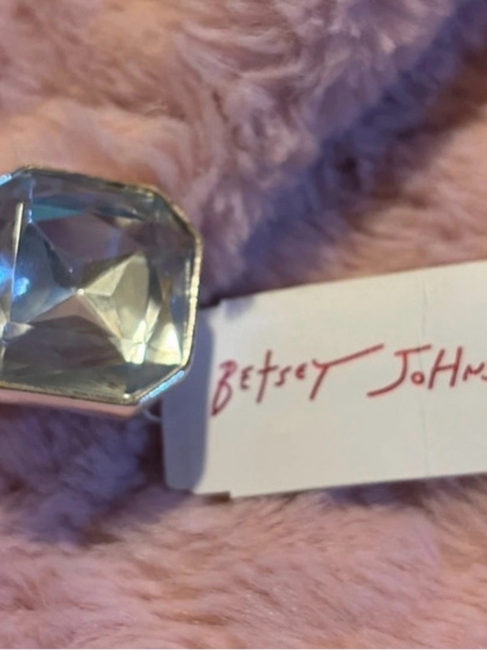 Betsey Johnson Silver-Tone Clear Gemstone Cocktail Ring